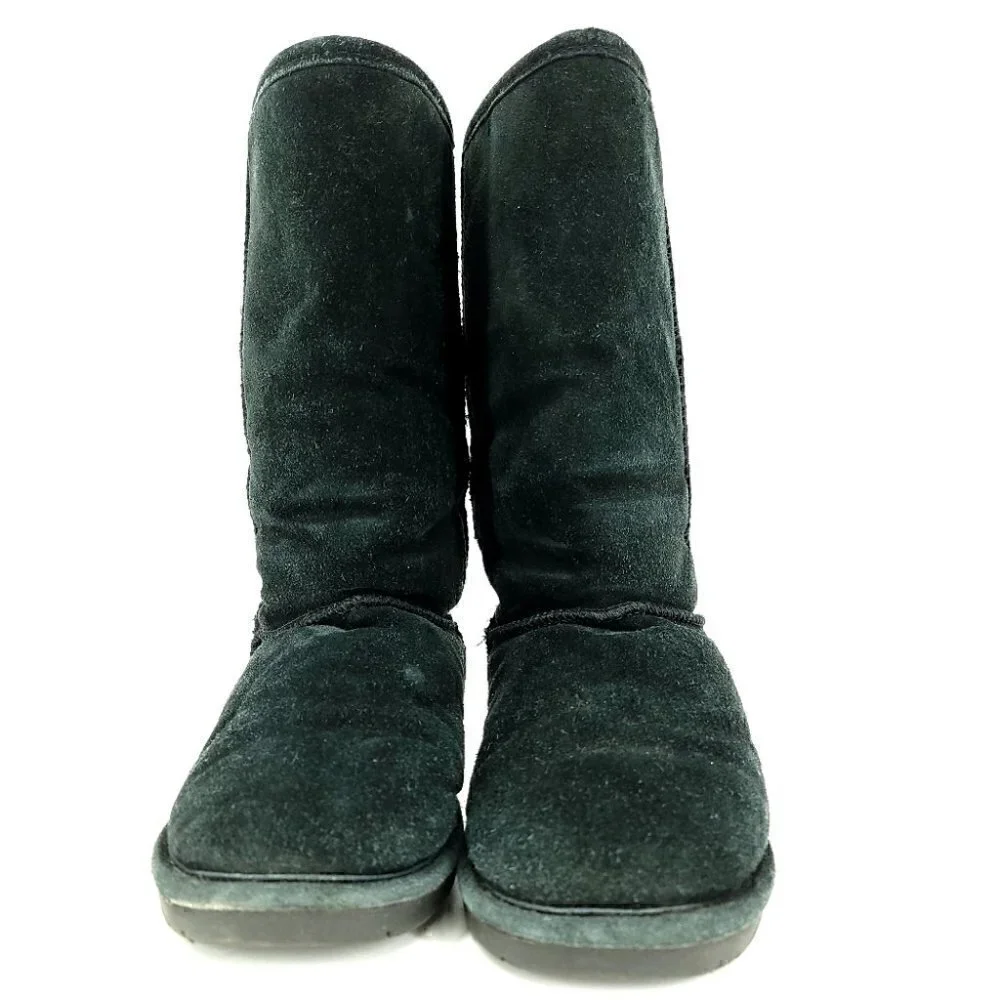 Bearpaw Women's 6 Suede Black Slip-On Modern Winter Boots Sheepskin Lined - Picture 2 of 11